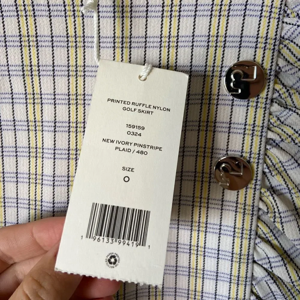 NWT Tory Burch Perfomance Mini Yellow Skirt Golf Twill Size 0